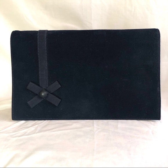 navy blue suede clutch